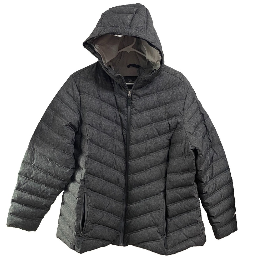 Eddie Bauer Womens Gray 80% Down/Poly Puffer Coat Hooded Winter Jacket 2XL NWOT